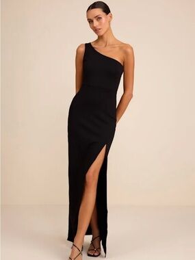 Lulus Good Times Only Black One-Shoulder Maxi Dress